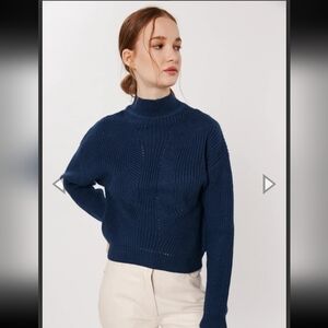 New Deluc Deep‎ Blue Mock Turtleneck Sweater Small